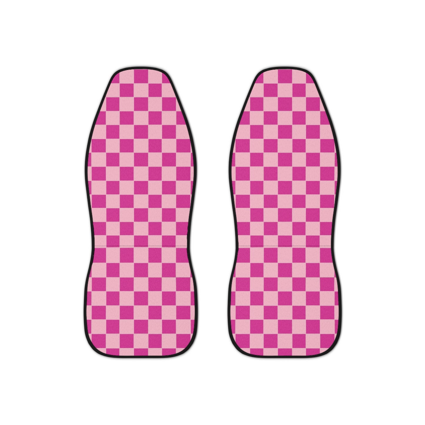 Pink Checkered Seat Covers Set of 2