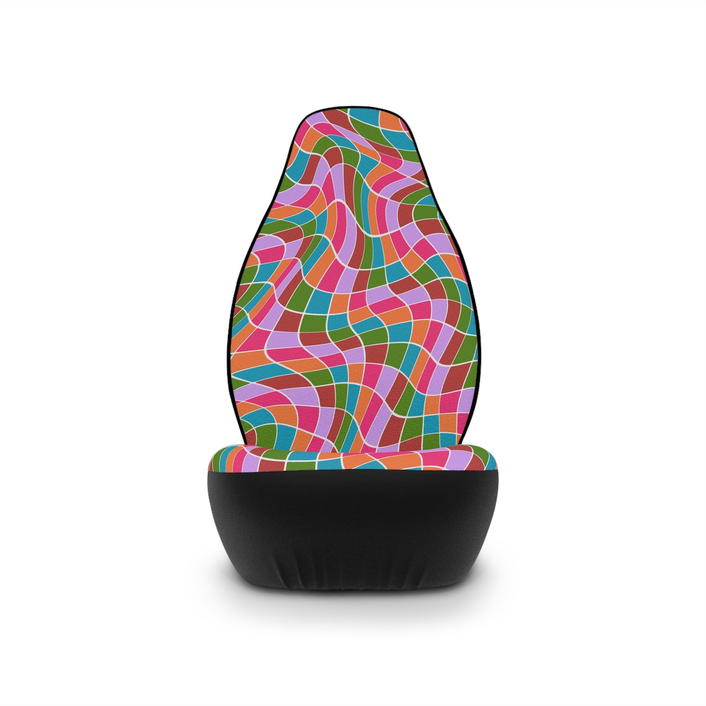 Trippy Checkered Car Seat Covers Set of 2