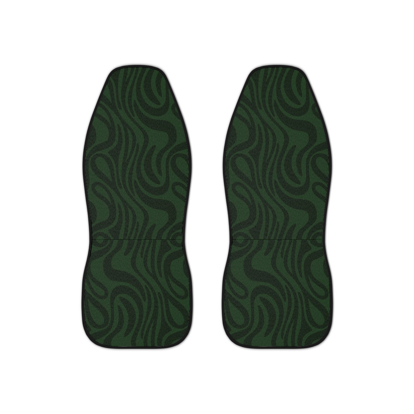 Dark Green Waves Car Seat Covers Set of 2