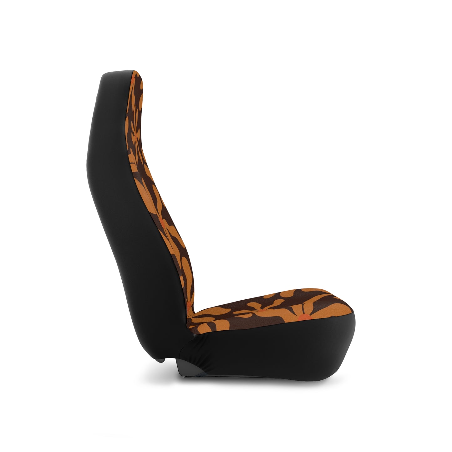 Brown Orange Wavy Flowers Seat Covers Set of 2