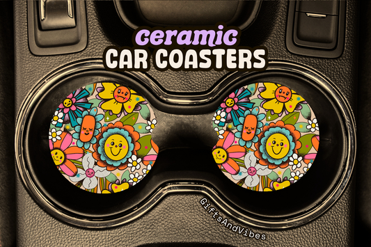 Flower Doodle - Car Coasters