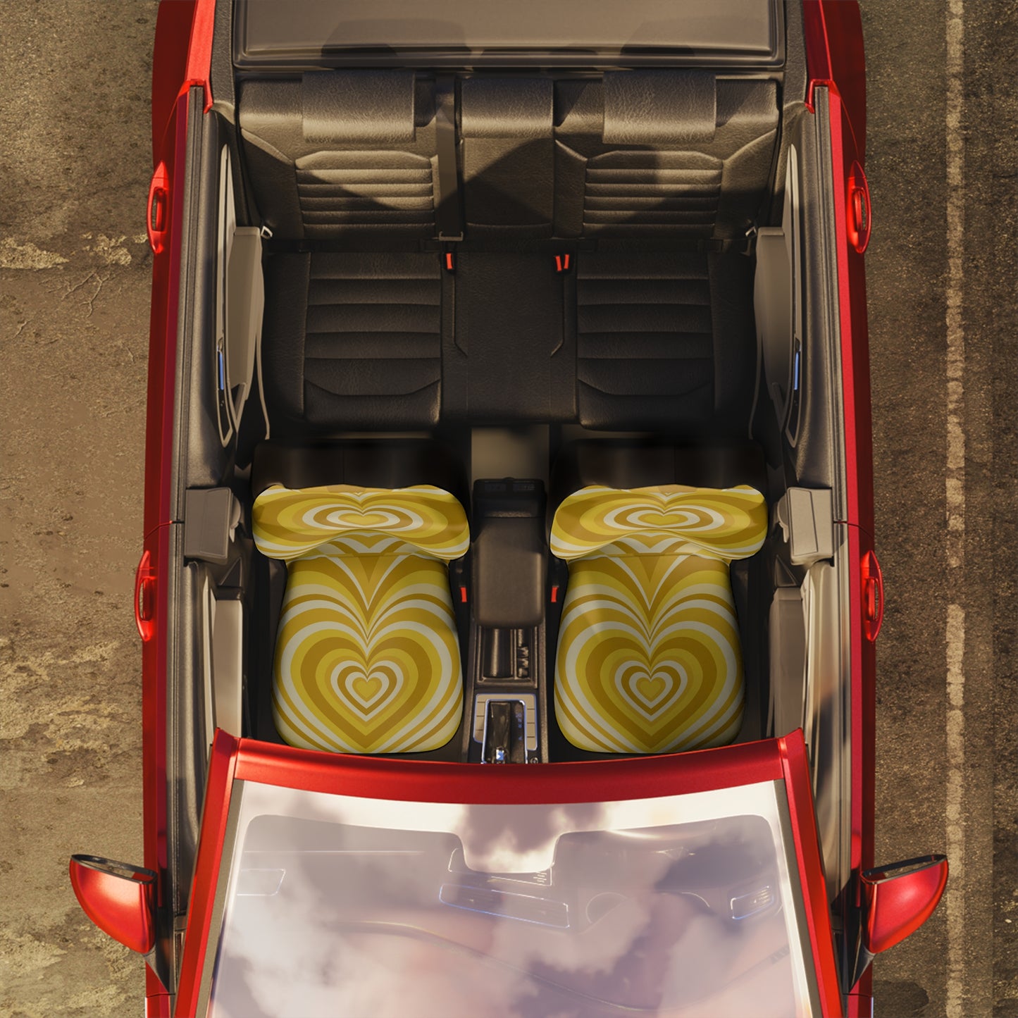 Yellow Orange Hearts Car Seat Covers Set of 2
