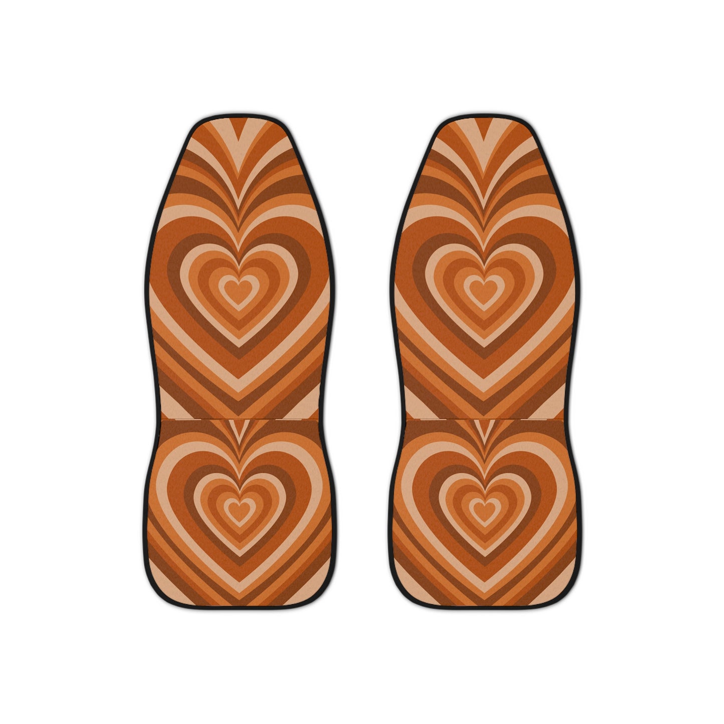 Burnt Orange Hearts Car Seat Covers Set of 2