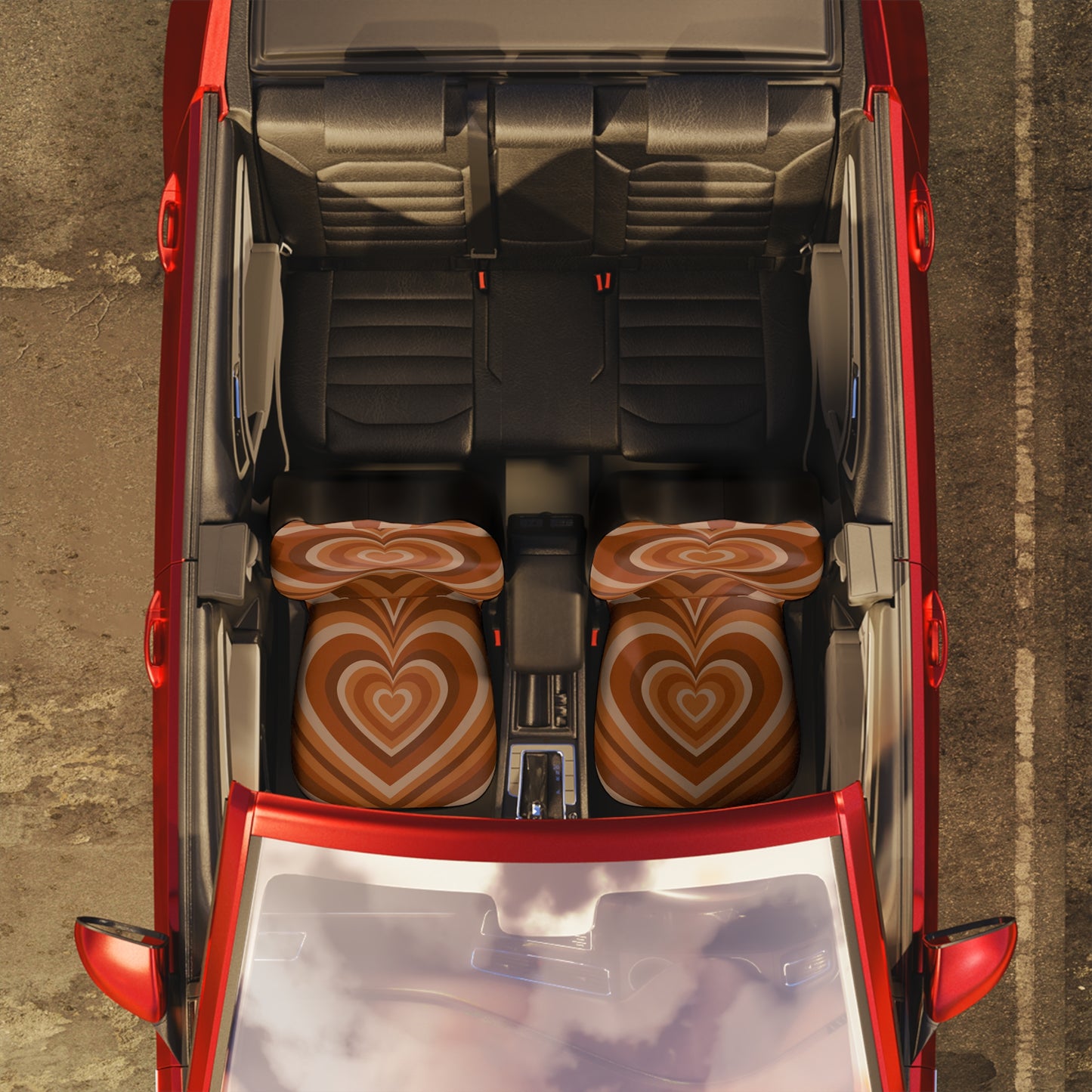 Burnt Orange Hearts Car Seat Covers Set of 2