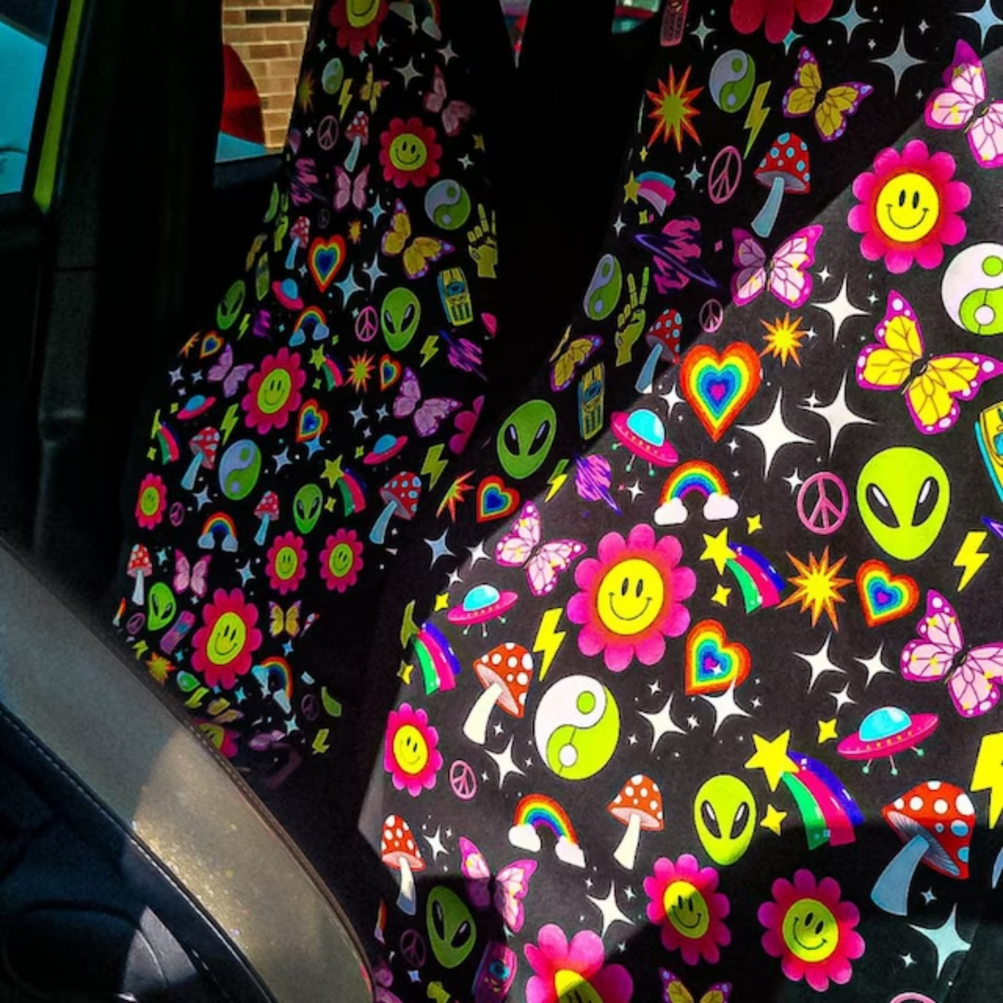 Y2K Lisa Frank Inspired Sticker Car Seat Covers Set of 2
