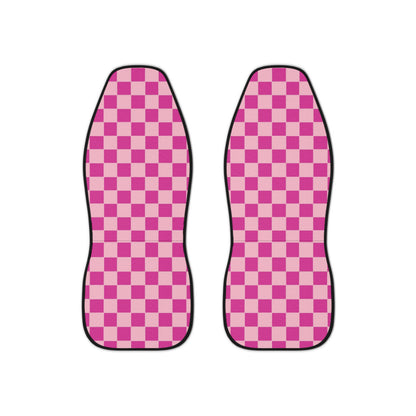 Pink Checkered Seat Covers Set of 2