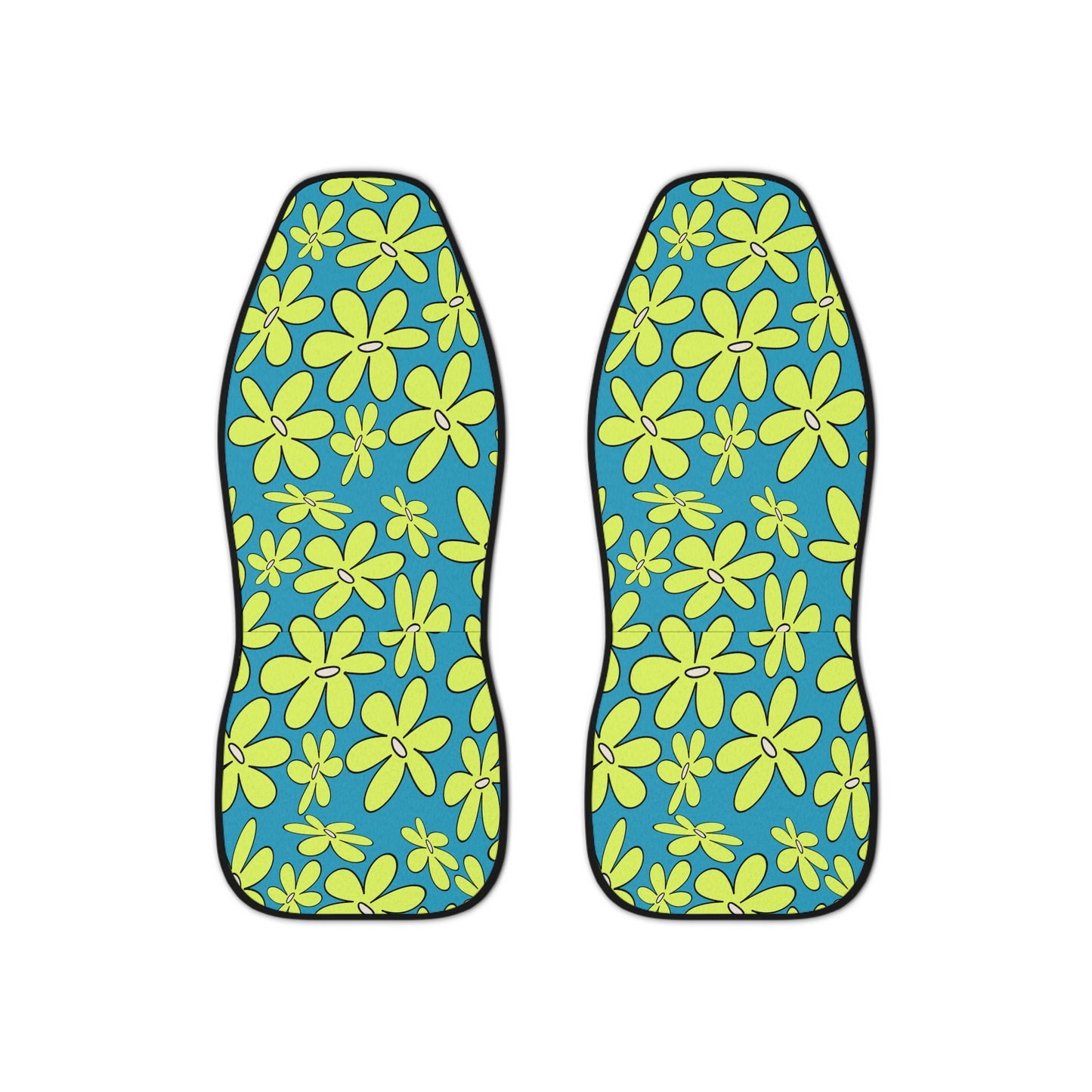 Blue Green Flowers Car Seat Covers Set of 2