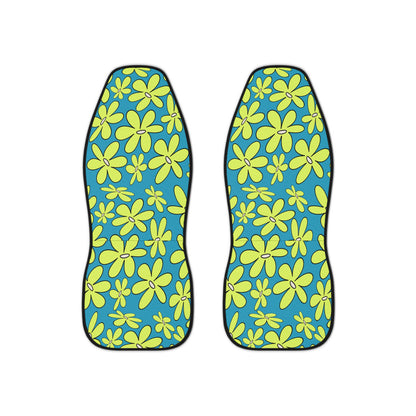 Blue Green Flowers Car Seat Covers Set of 2