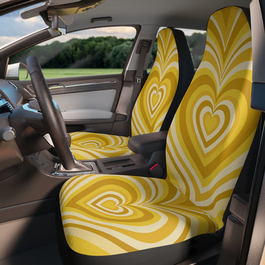 Yellow Orange Hearts Car Seat Covers Set of 2