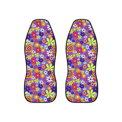 Fun Summery Flowers Car Seat Covers Set of 2