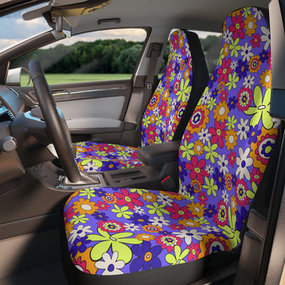 Fun Summery Flowers Car Seat Covers Set of 2