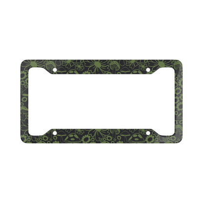 Dark Green Mushroom Flowers License Plate Frame