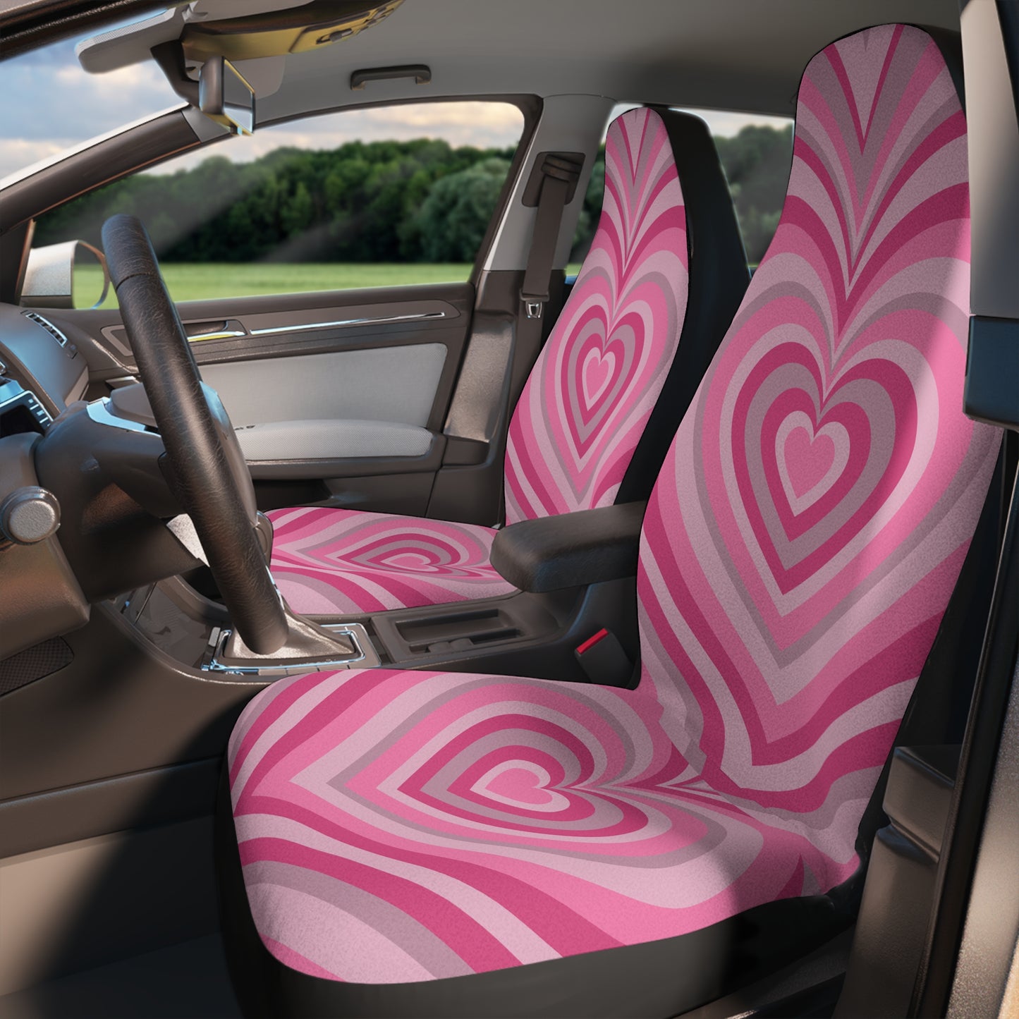 Pink Hearts  Car Seat Covers Set of 2