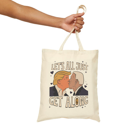 Let's Just All Get Along -  Cotton Canvas Tote Bag