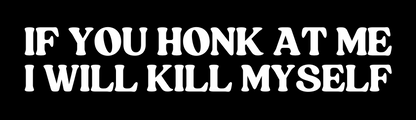 If You Honk At Me I Will Kill Myself - Bumper Sticker