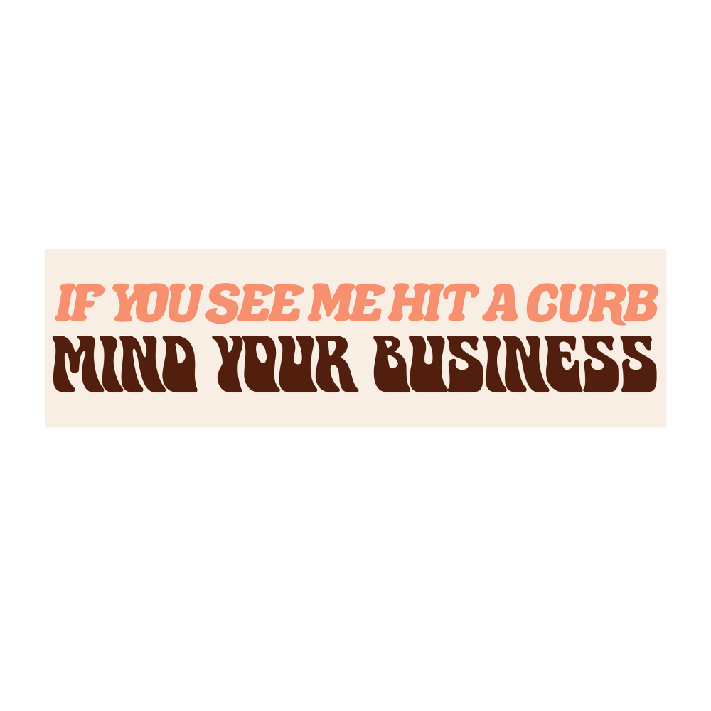 If You See Me Hit The Curb Mind Your Business - Bumper Sticker