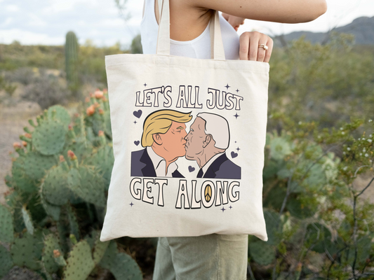 Let's Just All Get Along -  Cotton Canvas Tote Bag