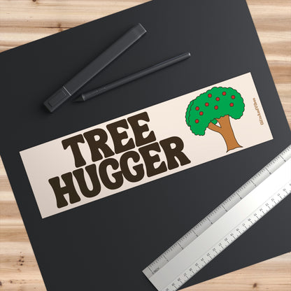 Tree Hugger Cute Vintage Inspired Hippy Bumper Sticker