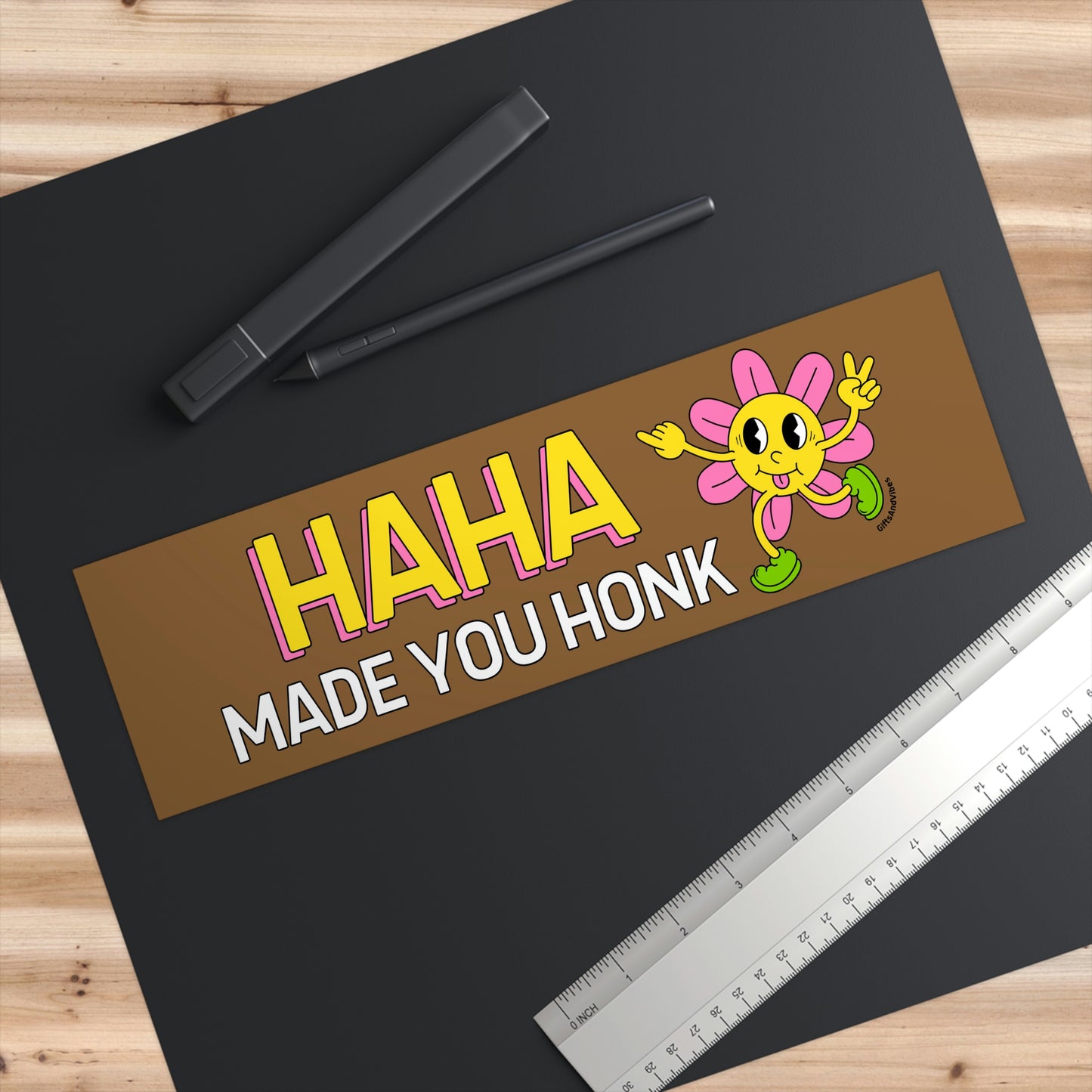 Haha Made You Honk! Cute Flower Smiley Face Funny Gen Z Meme Car Bumper Sticker Vinyl Vehicle Decal