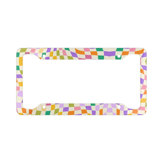 Disco Trippy Checkered License Plate Frame