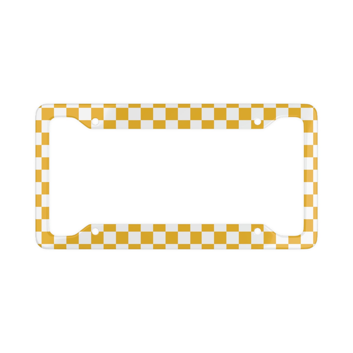 Yellow White Checkered License Plate Frame