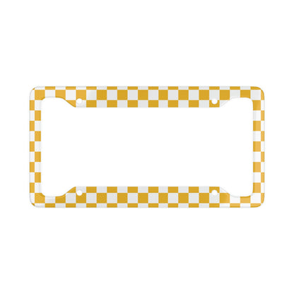 Yellow White Checkered License Plate Frame