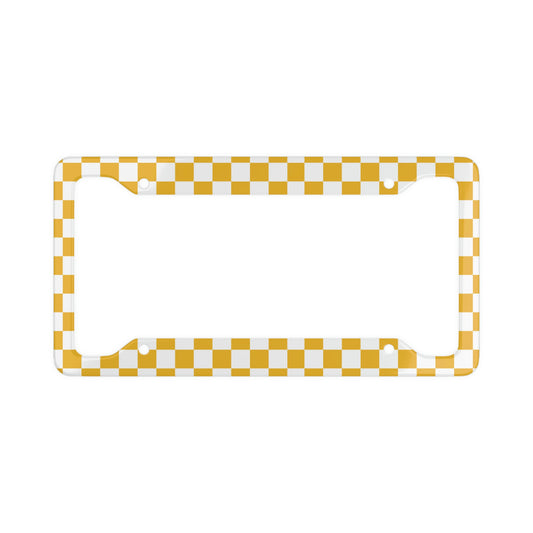 Yellow White Checkered License Plate Frame