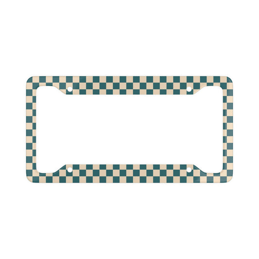 Blue and Cream Checkered - License Plate Frame