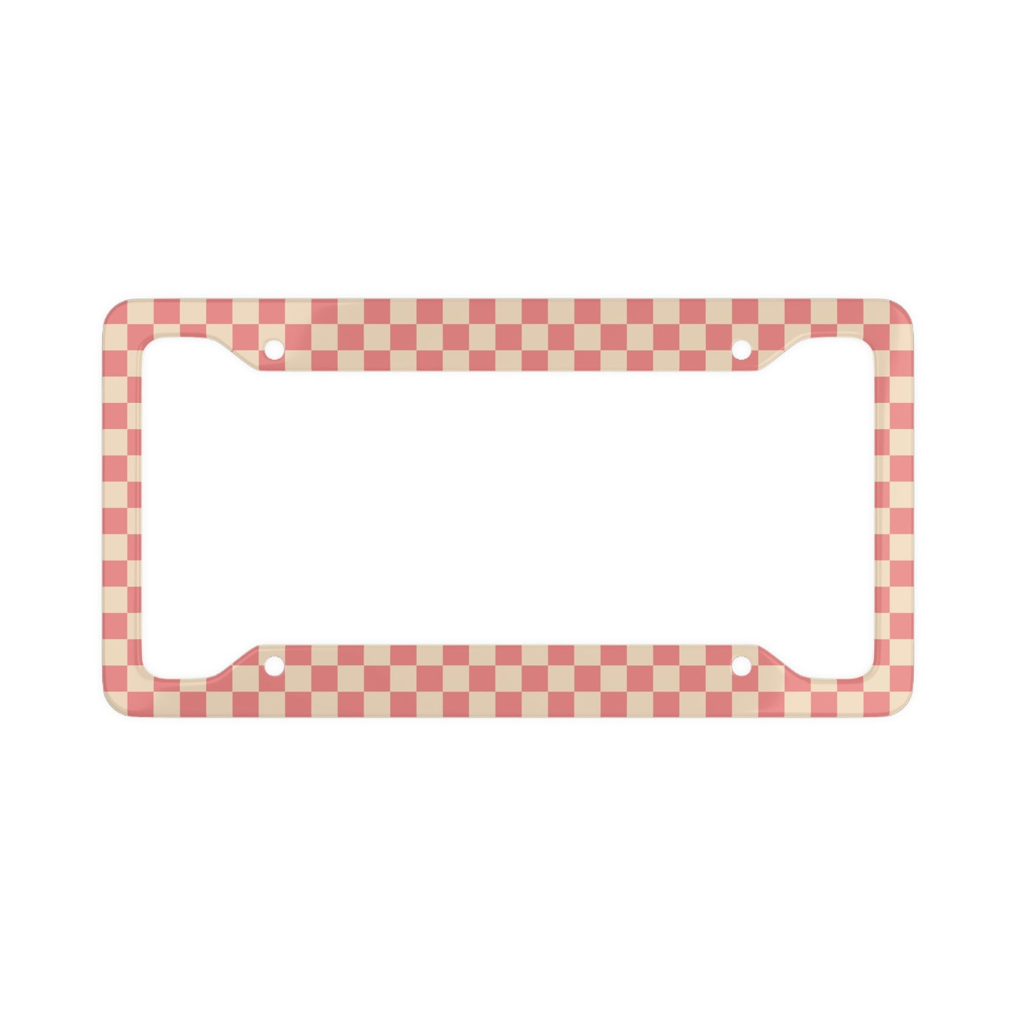 Pink and Cream Checkered - License Plate Frame