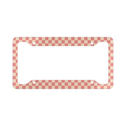 Pink and Cream Checkered - License Plate Frame