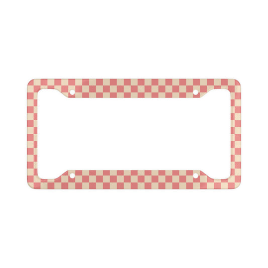 Pink and Cream Checkered - License Plate Frame