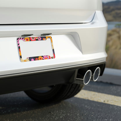 Retro Flowers - License Plate Frame