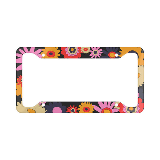 Retro Flowers - License Plate Frame