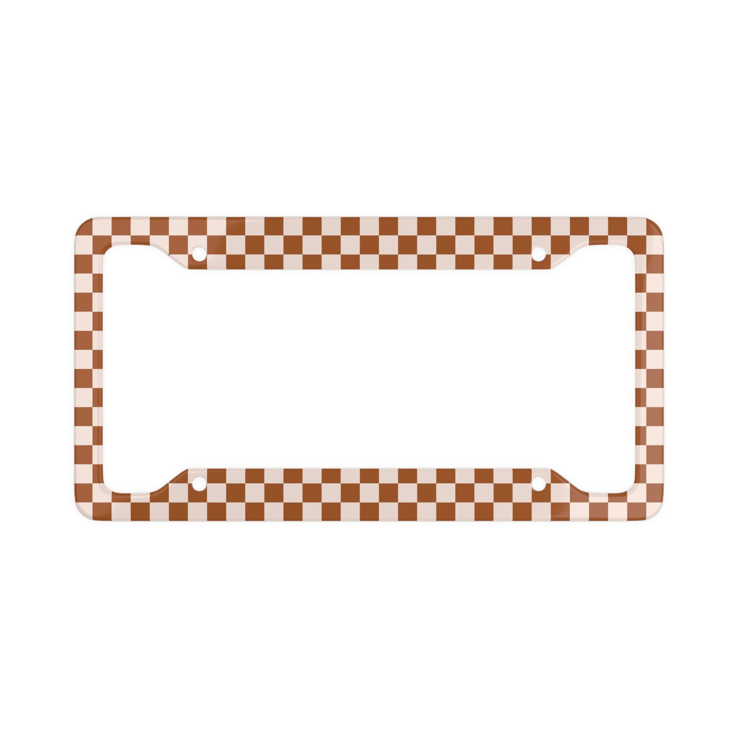 Burnt Orange and Cream Checkered - License Plate Frame