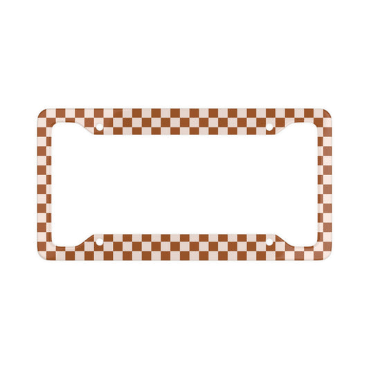 Burnt Orange and Cream Checkered - License Plate Frame