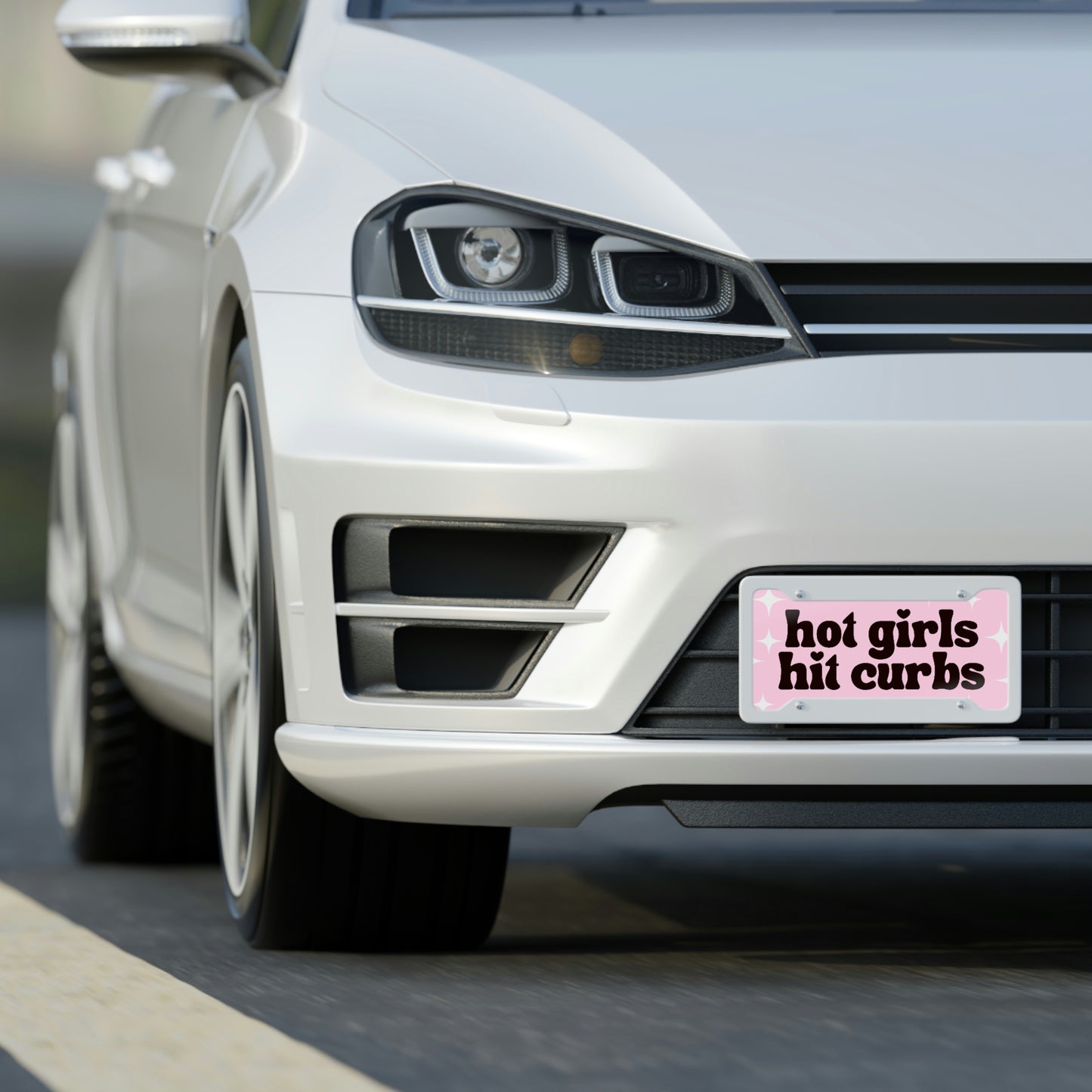 Hot Girls Hit Curbs Funny Cute Vanity Front License Plate