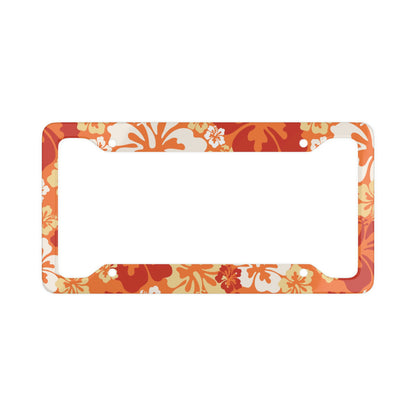 Orange Red Hibiscus Y2K - License Plate