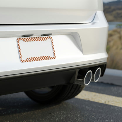 Burnt Orange and Cream Checkered - License Plate Frame